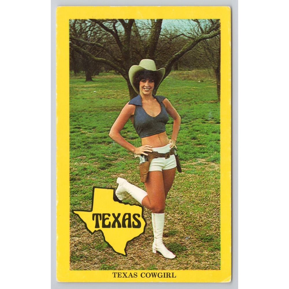 Vintage Texas Cowgirl Postcard Souvenir Collectible‎